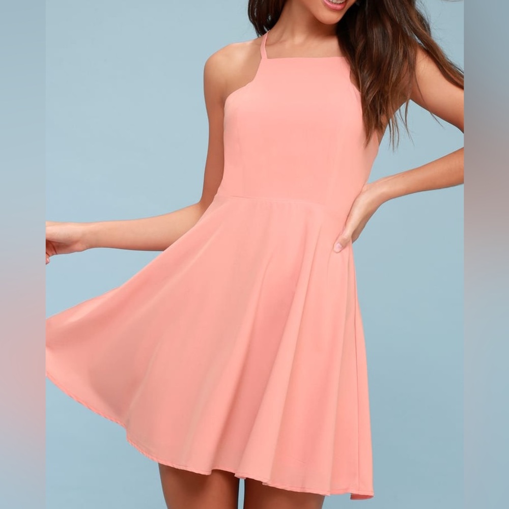 Lulu's Call to Charms Blush Pink Skater Dress Small